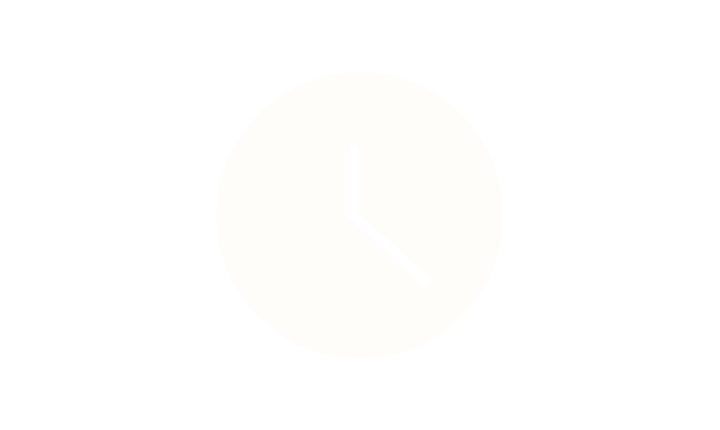 White clock icon with transparent background.